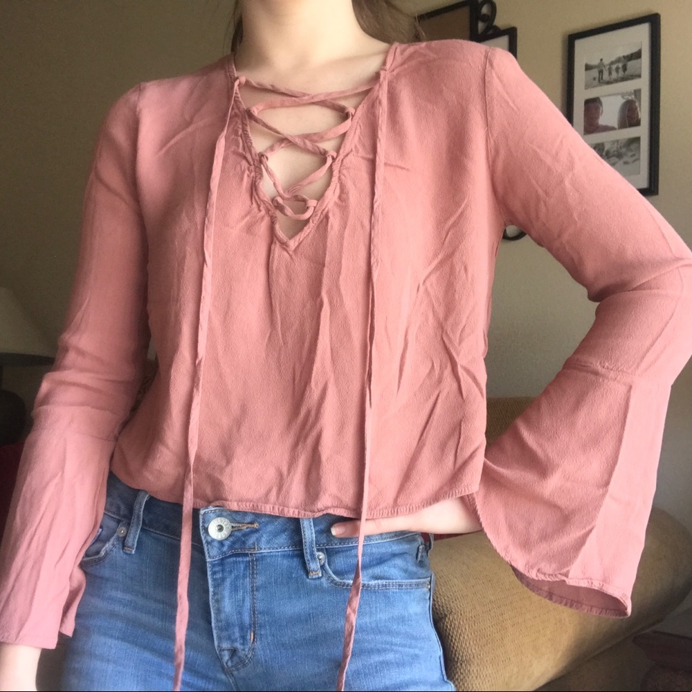 Pink Bell Sleeve Shirt